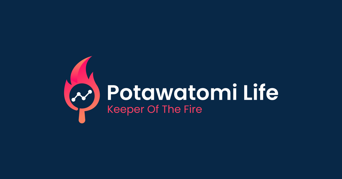 Potawatomi Life – Keeper Of The Fire logo on a navy background
